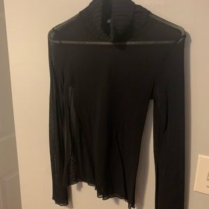 See-through black long-sleeve Zara shirt with sweater turtleneck material